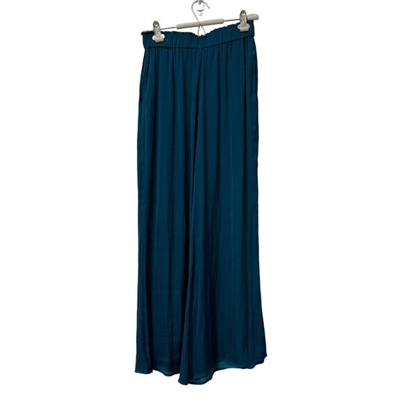 Summersalt Dark Teal Satin Wide Leg Pull On Pants Womens Size XSmall - Picture 1 of 5